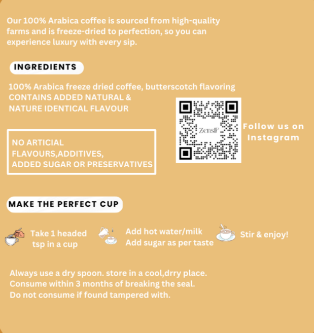 Butterscotch 100% Arabica Instant 50gm